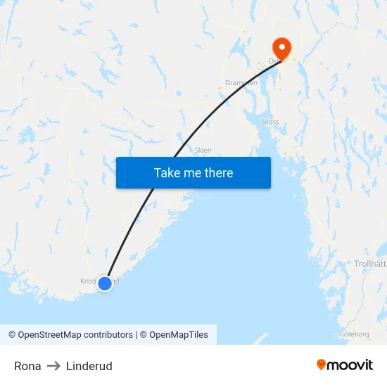 Rona to Linderud map