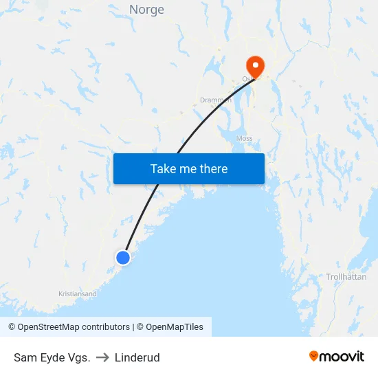 Sam Eyde Vgs. to Linderud map