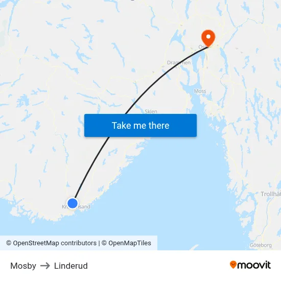 Mosby to Linderud map