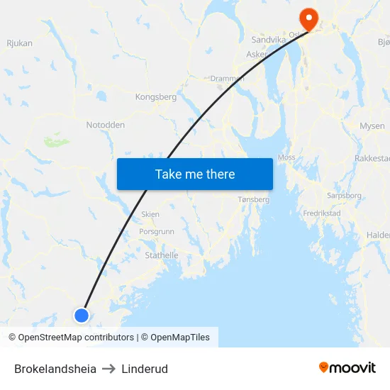 Brokelandsheia to Linderud map
