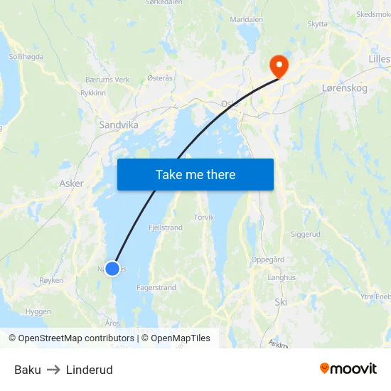 Baku to Linderud map