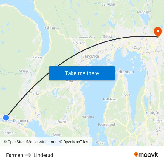 Farmen to Linderud map