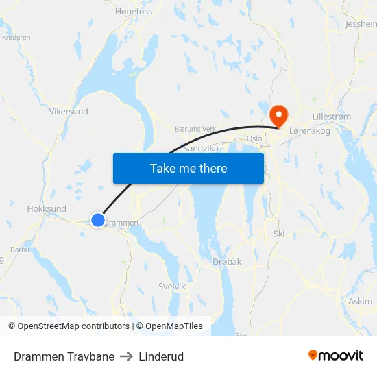 Drammen Travbane to Linderud map