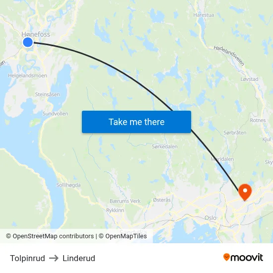 Tolpinrud to Linderud map