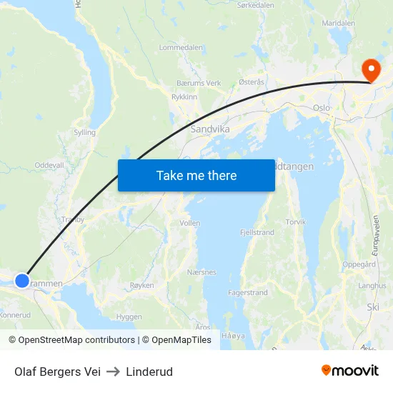 Olaf Bergers Vei to Linderud map
