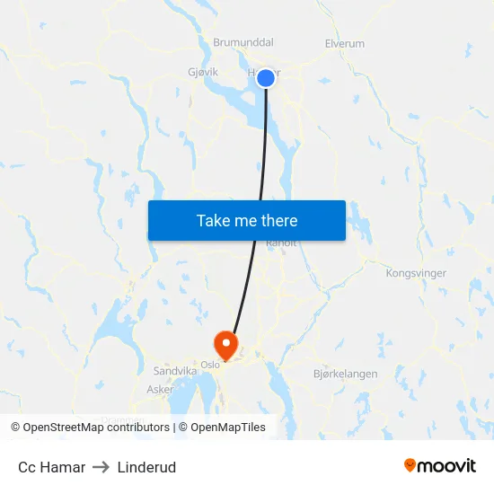 Cc Hamar to Linderud map