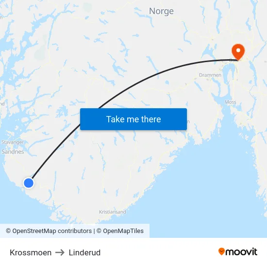 Krossmoen to Linderud map