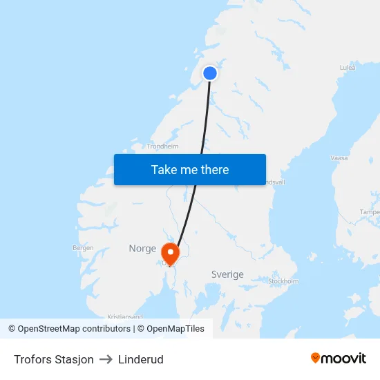 Trofors Stasjon to Linderud map