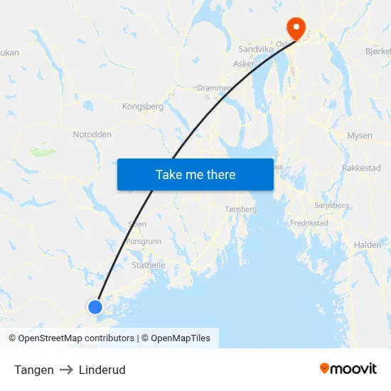 Tangen to Linderud map