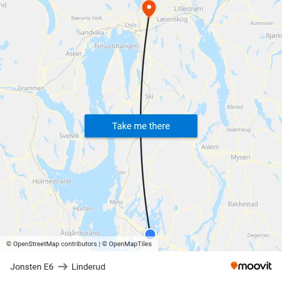 Jonsten E6 to Linderud map