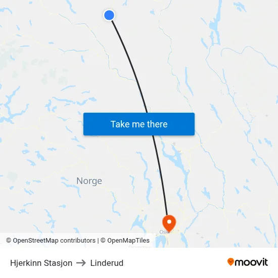 Hjerkinn Stasjon to Linderud map