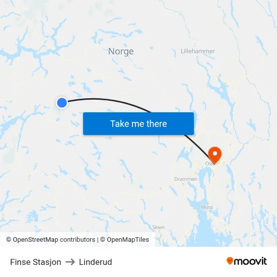 Finse Stasjon to Linderud map