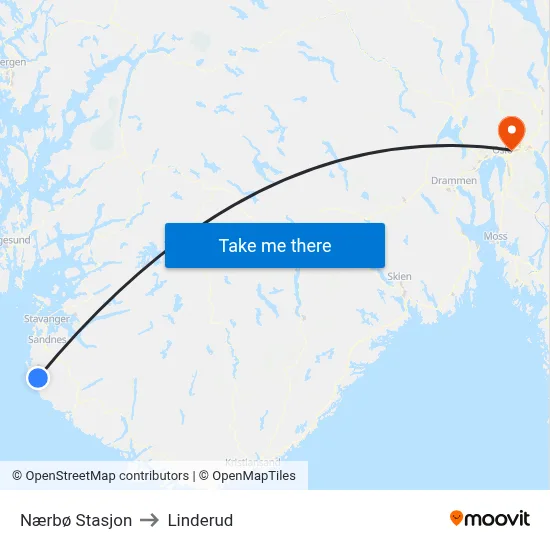Nærbø Stasjon to Linderud map
