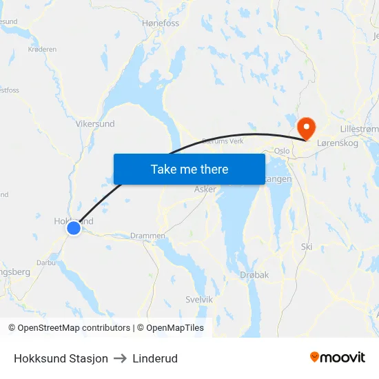 Hokksund Stasjon to Linderud map