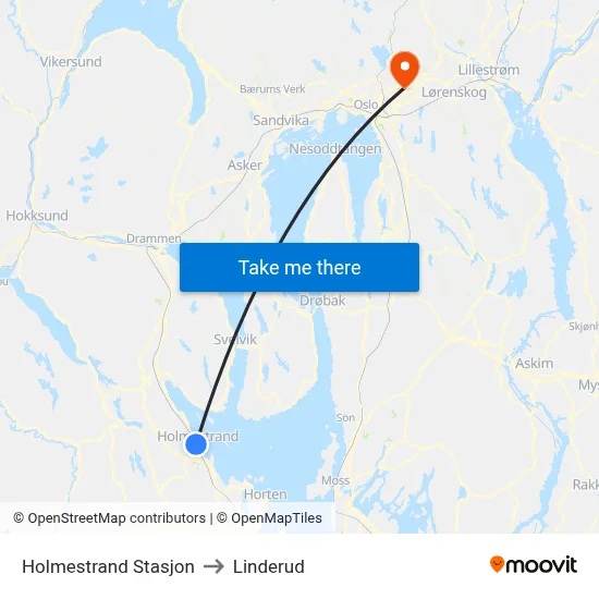 Holmestrand Stasjon to Linderud map