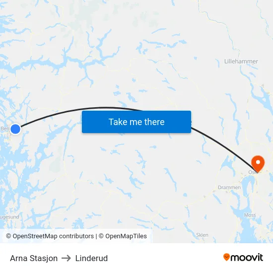 Arna Stasjon to Linderud map