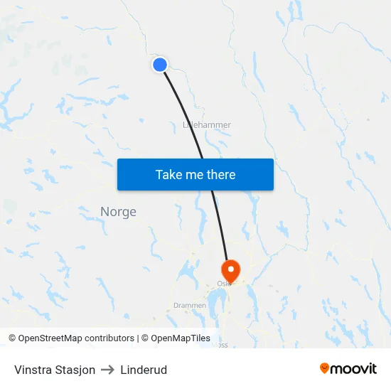 Vinstra Stasjon to Linderud map