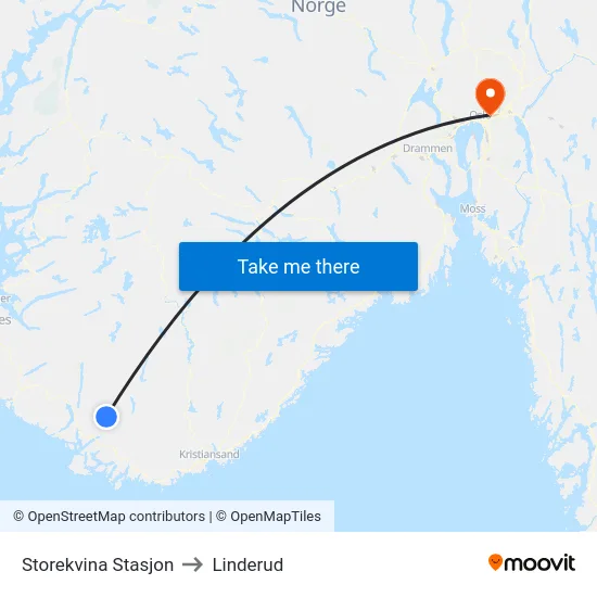 Storekvina Stasjon to Linderud map