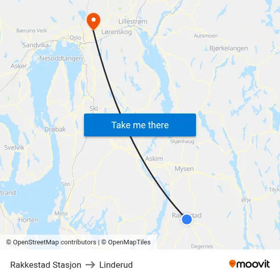 Rakkestad Stasjon to Linderud map