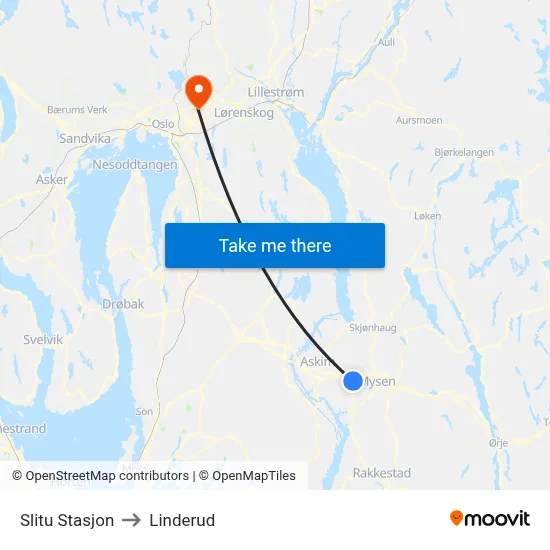 Slitu Stasjon to Linderud map