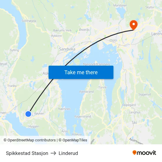 Spikkestad Stasjon to Linderud map
