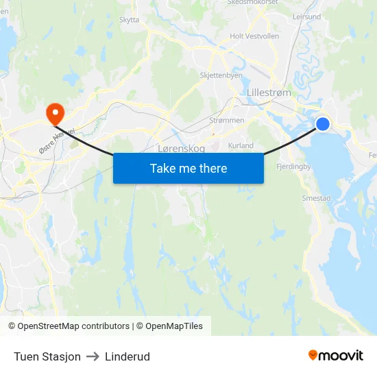 Tuen Stasjon to Linderud map