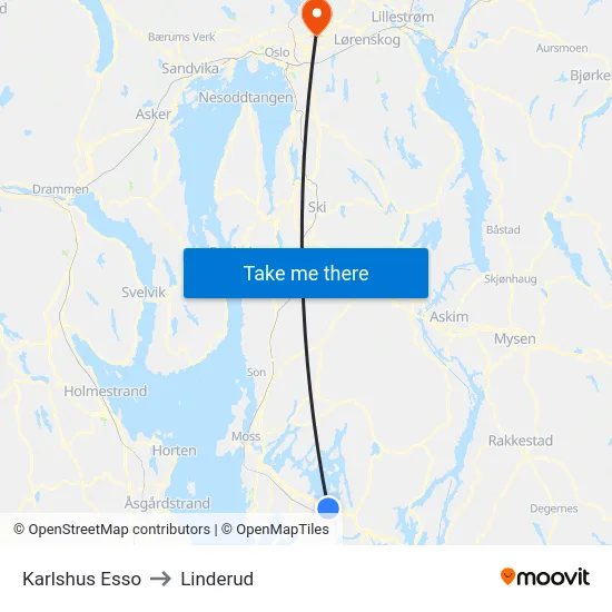 Karlshus Esso to Linderud map