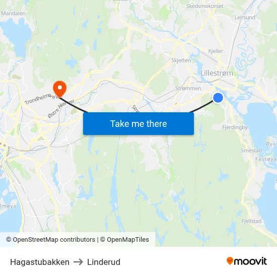 Hagastubakken to Linderud map