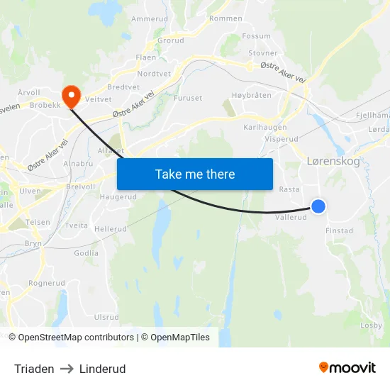 Triaden to Linderud map