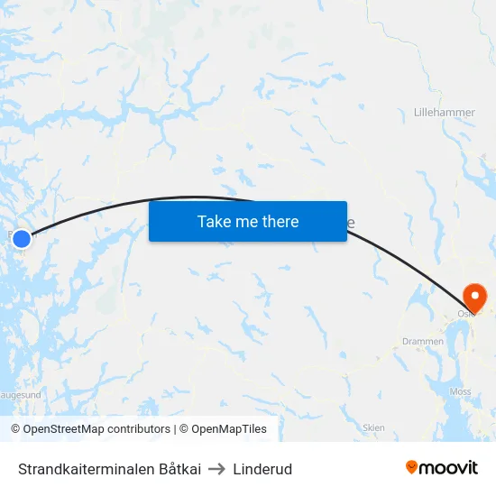 Strandkaiterminalen Båtkai to Linderud map