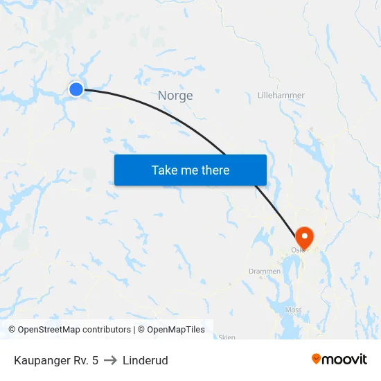 Kaupanger Rv. 5 to Linderud map