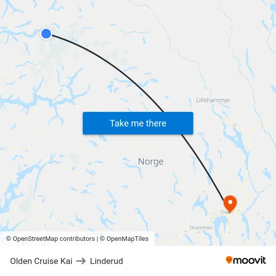 Olden Cruise Kai to Linderud map