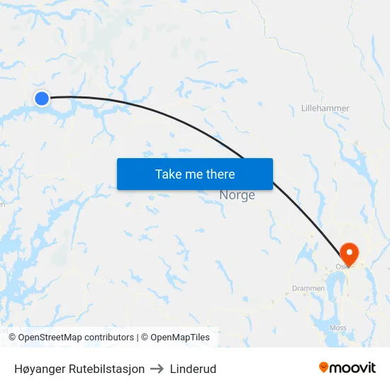 Høyanger Rutebilstasjon to Linderud map