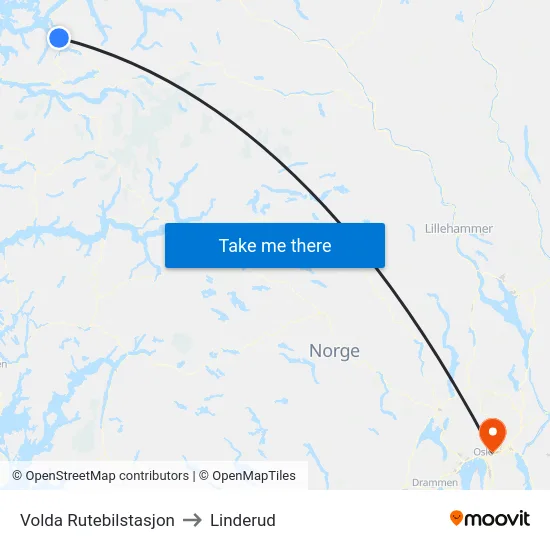 Volda Rutebilstasjon to Linderud map
