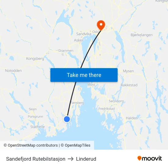 Sandefjord Rutebilstasjon to Linderud map