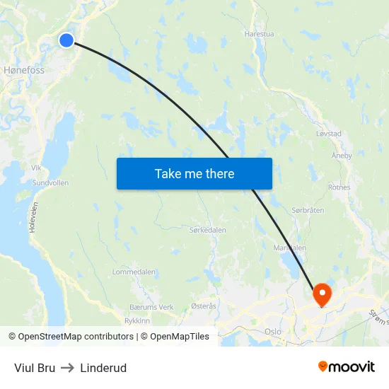 Viul Bru to Linderud map