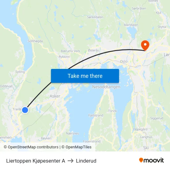 Liertoppen Kjøpesenter A to Linderud map