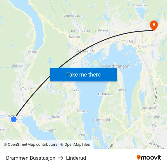 Drammen Busstasjon to Linderud map