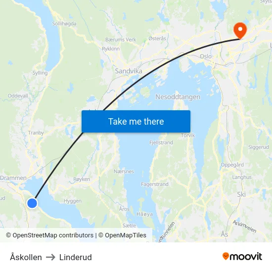 Åskollen to Linderud map