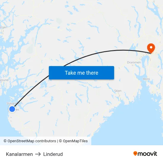 Kanalarmen to Linderud map
