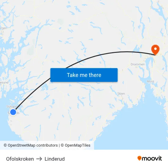 Ofolskroken to Linderud map