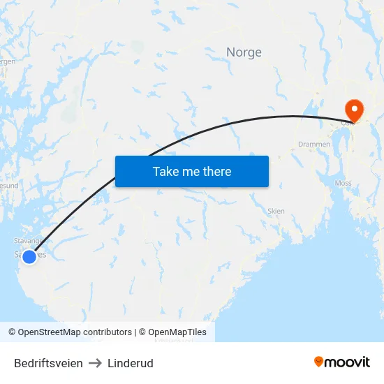 Bedriftsveien to Linderud map