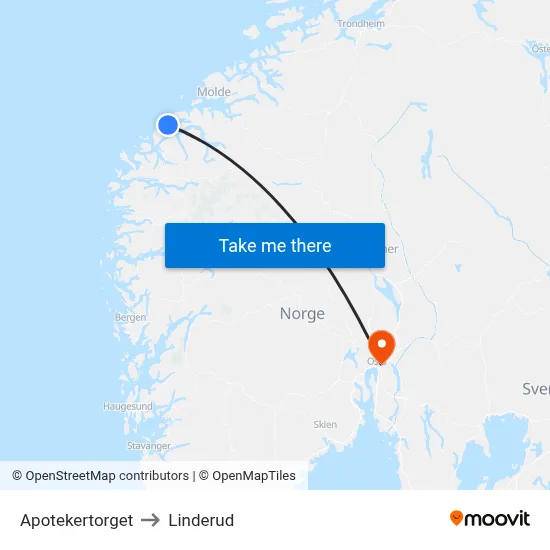 Apotekertorget to Linderud map