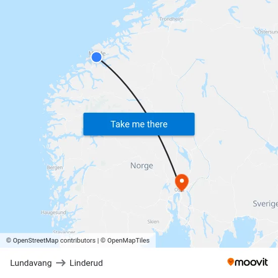 Lundavang to Linderud map