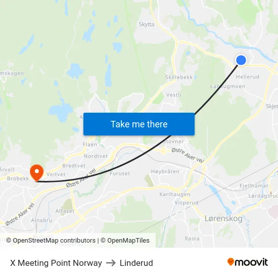 X Meeting Point Norway to Linderud map