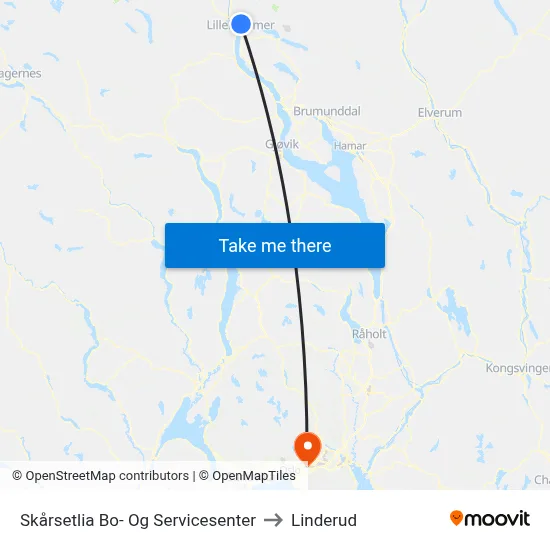 Skårsetlia Bo- Og Servicesenter to Linderud map