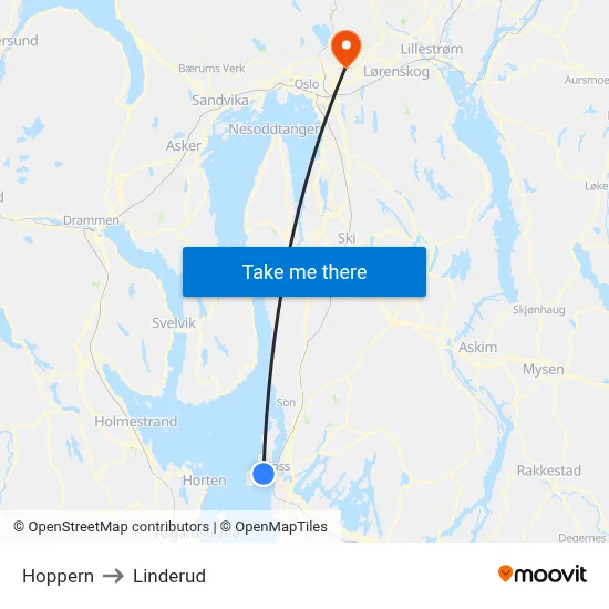 Hoppern to Linderud map
