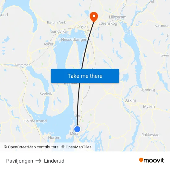 Paviljongen to Linderud map