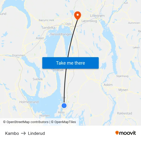 Kambo to Linderud map