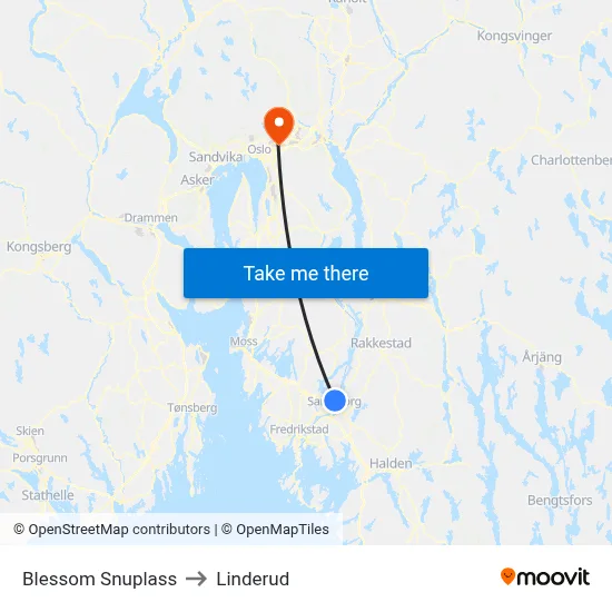 Blessom Snuplass to Linderud map